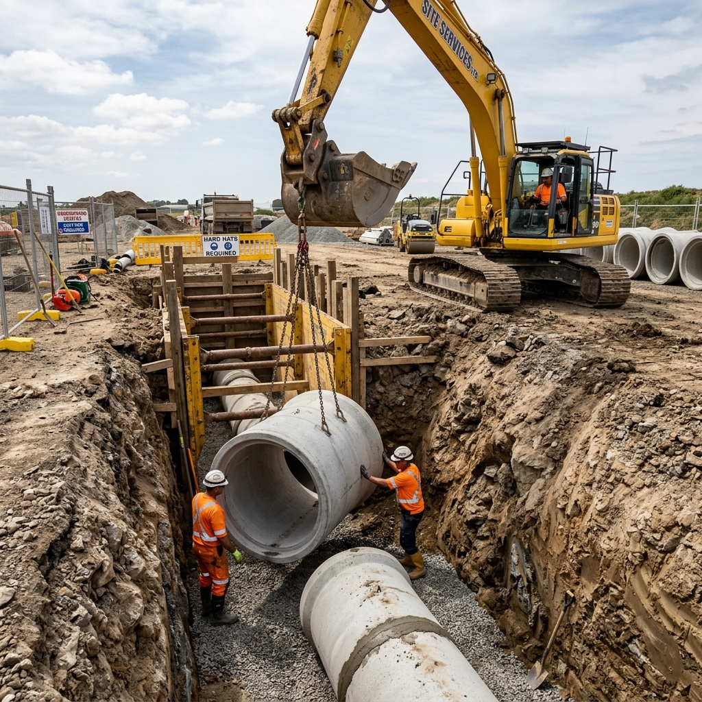 Constructing Water & Sewerage Lines